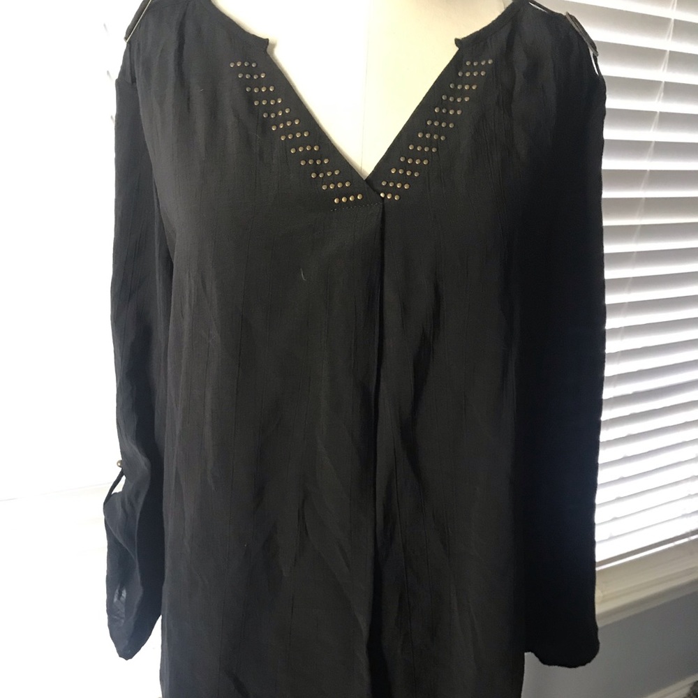 NWT black top with bronze detail